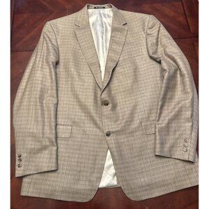 Hart Schaffner Marx Blazer Mens 48L Tan Check Sport Coat Jacket